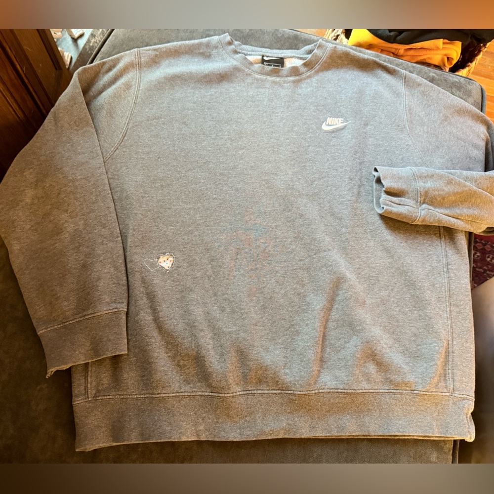 Distressed Nike Gray Crewneck Sweatshirt